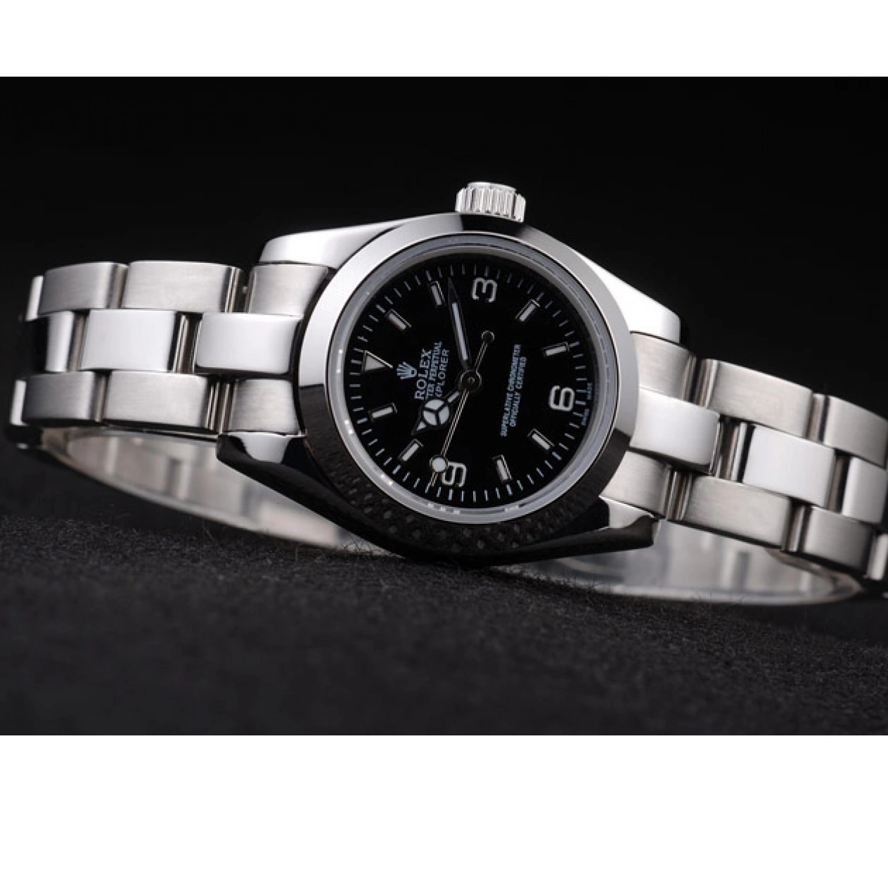 Rolex copies cheap Stainless Explorer Polished Black 98089 Dial Steel Rolex 0706